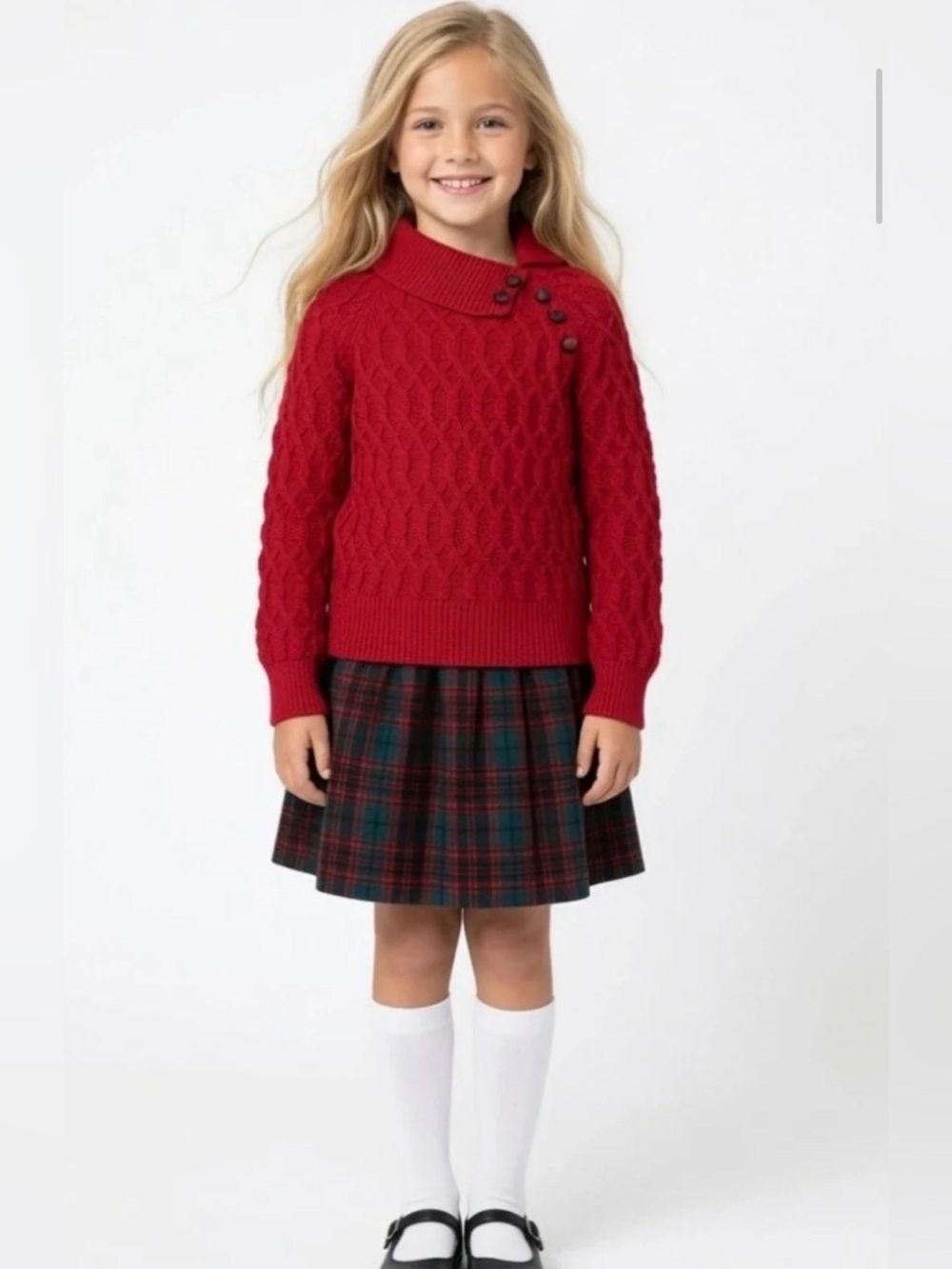 Tommy Bahamas Girls Red 1 Piece Cable-Knit Cotton Blend Sweater Dress